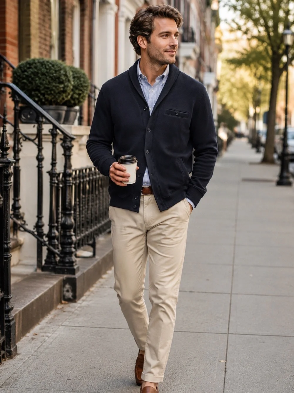 Banana Republic Men's Navy Shawl-Collar Button-Up Sweatshirt Jacket L